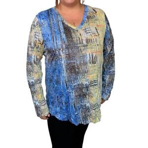 NEW SHANA APPAREL long sleeve crinkle tunic top